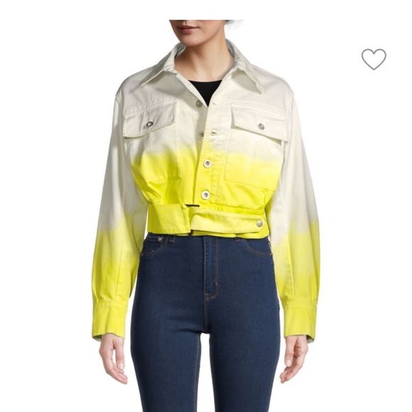 New Unravel Project Tie-Dye Ombrè Crop Trucker Denim Jacket Size 38 - Picture 1 of 8